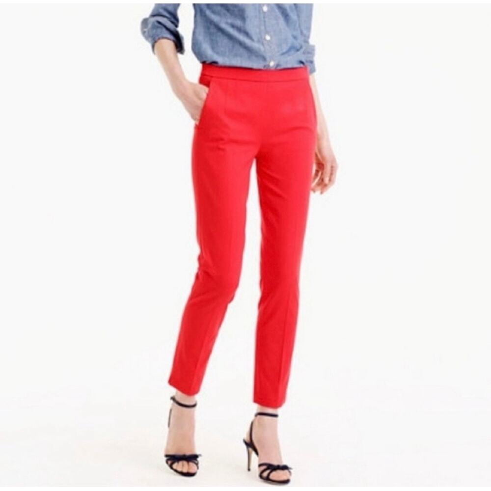 J. Crew Martie Bi Cotton Stretch Pants Bright Vibrant Red 6